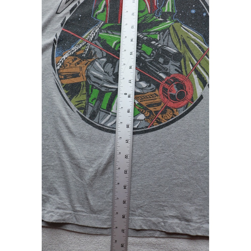 Star Wars T-Shirt Mens XL Grey Boba Fett Graphic Ringer Sleeve Tee 1108 - Picture 7 of 10